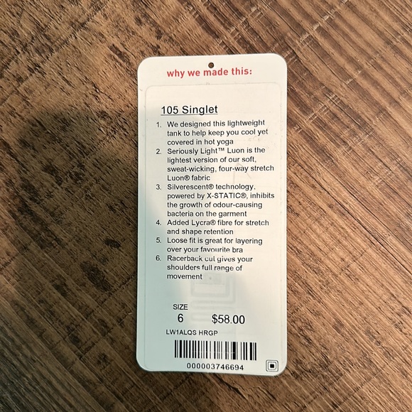 Lululemon size 6 105 singlet fuchsia - Picture 6 of 7